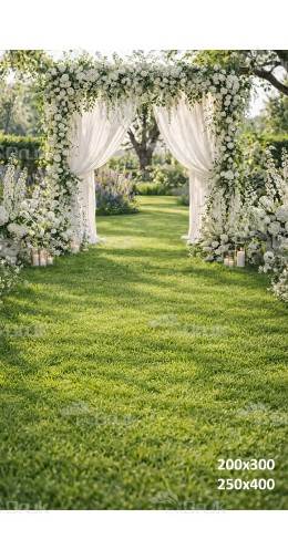 Tło fotograficzne „Ślubna altana w ogrodzie – romantyczna biel” | 4121